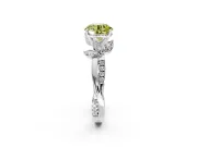 Floral Engagement Ring Setting for Fancy Yellow Round Cut Center with Trailing Marquise Accents and Prong Head in Sterling Silver