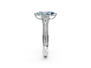 Solitaire Engagement Ring Setting for Fancy Blue Marquise Center with Pave Rail Split Shank and Prong Head in Sterling Silver