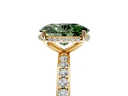 Hidden Halo Engagement Ring Setting for Fancy Green Oval Center with Pave Band and Prong Head in Yellow Gold