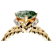 Halo Engagement Ring Setting for Fancy Green Heart-Shaped Center with Rope Twist Split Shank and Prong Head in Yellow Gold