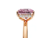 Solitaire Engagement Ring Setting for Fancy Pink Radiant Cut Center with Plain Band, Open Basket and Prong Head in Rose Gold
