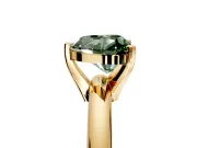 Solitaire Engagement Ring Setting for Fancy Green Heart-Shaped Center with Wire Band and Prong Head in Yellow Gold