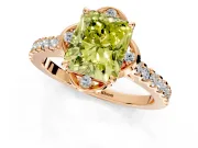 Floral Engagement Ring Setting for Fancy Yellow Radiant Cut Center with Pave Band and Floral Prong Head in Rose Gold