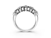 Round Cut Lab-Grown Diamond Channel-Set Wedding Band with X-Prong Detail in White Gold