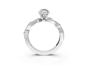 Solitaire Engagement Ring Setting for Marquise Center with Bar-Station Pave Twist and Prong Head in Sterling Silver