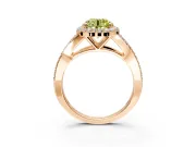 Halo Engagement Ring Setting for Fancy Yellow Round Cut Center with Pave Split Shank and Prong Head in Rose Gold