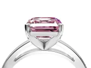 Solitaire Engagement Ring Setting for Fancy Pink Asscher Cut Center with Basket Rail and Prong Head in Sterling Silver