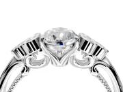 Cluster Engagement Ring Setting for Pear-Shaped Center with Bezel Accent Clusters and Prong Head in White Gold