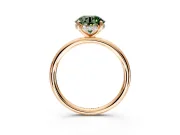 Solitaire Engagement Ring Setting for Fancy Green Round Cut Center with Plain Band, Open Basket and Prong Head in Rose Gold