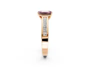 Solitaire Engagement Ring Setting for Fancy Pink Emerald Cut Center with Princess Cut Channel Band and Prong Head in Rose Gold