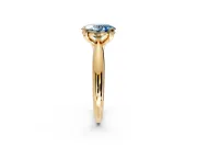 Solitaire Engagement Ring Setting for Fancy Blue Oval Center with Reverse Tapered Band and Prong Head in Yellow Gold