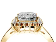Starburst Halo Engagement Ring Setting for Princess Cut Center with Flat Cathedral Band and Prong Head in Yellow Gold