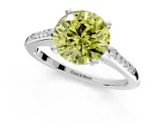 Solitaire Engagement Ring Setting for Fancy Yellow Round Cut Center with Channel Accents and Prong Head in Platinum