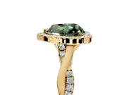 Halo Engagement Ring Setting for Fancy Green Heart-Shaped Center with Twist Band and Prong Head in Yellow Gold