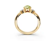 Solitaire Engagement Ring Setting for Fancy Yellow Pear-Shaped Center with Grooved Bar Accent Band and Prong Head in Yellow Gold