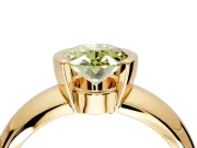 Tension Engagement Ring Setting for Fancy Yellow Oval Center with Wide Flat Band and Tension Head in Yellow Gold