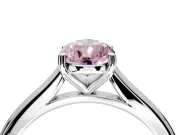 Solitaire Engagement Ring Setting for Fancy Pink Pear-Shaped Center with Narrow Cathedral Band and Prong Head in Platinum