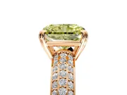 Solitaire Engagement Ring Setting for Fancy Yellow Radiant Cut Center with Multi-Row Pave Accents and Basket Head in Rose Gold