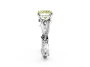 Solitaire Engagement Ring Setting for Fancy Yellow Radiant Cut Center with Pave and Plain Crossover Band and Prong Head in Sterling Silver