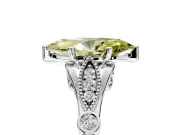 Solitaire Engagement Ring Setting for Fancy Yellow Marquise Center with Marquise and Bezel Accents and Prong Head in White Gold