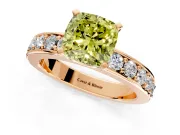 Solitaire Engagement Ring Setting for Fancy Yellow Cushion Cut Center with Channel-Set Accents and Prong Head in Rose Gold