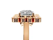 Cluster Halo Engagement Ring Setting for Cushion Cut Center with Milgrain Bezel Accents and Prong Head in Rose Gold