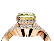 Halo Engagement Ring Setting for Fancy Yellow Asscher Cut Center with Pave Infinity Twist Band and Prong Head in Rose Gold