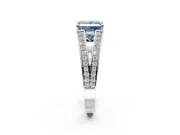 Split Shank Engagement Ring Setting for Fancy Blue Princess Cut Center with Pave Split Shank and Prong Head in Platinum