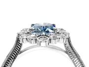 Milgrain Halo Engagement Ring Setting for Fancy Blue Oval Center with Bezel Point Accents and Prong Head in Platinum