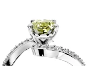 Solitaire Engagement Ring Setting for Fancy Yellow Oval Center with Pave Bypass Swirl Band and Prong Head in Sterling Silver