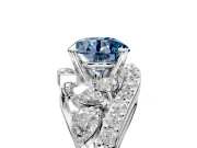 Halo Engagement Ring Setting for Fancy Blue Round Cut Center with Marquise and Pave Bypass Band and Prong Head in White Gold