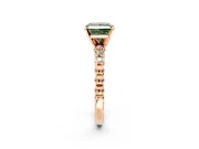 Solitaire Engagement Ring Setting for Fancy Green Princess Cut Center with Bezel-Dot Beaded Band and Prong Head in Rose Gold
