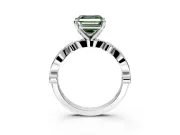 Solitaire Engagement Ring Setting for Fancy Green Asscher Cut Center with Milgrain Bezel Accents and Prong Head in Platinum