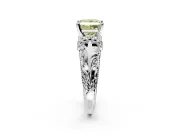 Solitaire Engagement Ring Setting for Fancy Yellow Princess Cut Center with Filigree Accent Basket and Prong Head in Platinum