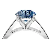 Solitaire Engagement Ring Setting for Fancy Blue Round Cut Center with Tapered Split Shoulders and Prong Head in Platinum