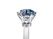 Solitaire Engagement Ring Setting for Fancy Blue Round Cut Center with Plain Band and Tulip Prong Head in Platinum