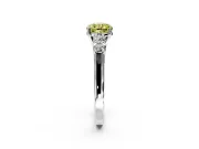 5 Stone Engagement Ring Setting for Fancy Yellow Cushion Cut Center with Equal Close-Set Accents and Prong Head in White Gold