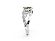Solitaire Engagement Ring Setting for Fancy Green Pear-Shaped Center with Pave Bypass Twist Band and Prong Head in Platinum