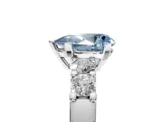5 Stone Engagement Ring Setting for Fancy Blue Pear-Shaped Center with Plain Band and Prong Head in Platinum