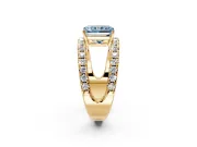 Solitaire Engagement Ring Setting for Fancy Blue Radiant Cut Center with Wide-Open Split Shank and Prong Head in Yellow Gold