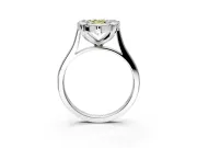 Single Halo Engagement Ring Setting for Fancy Yellow Pear-Shaped Center with Corner Claws, Plain Band and Prong Head in White Gold