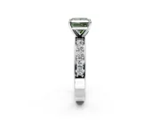 Solitaire Engagement Ring Setting for Fancy Green Princess Cut Center with Channel-Set Accents and Prong Head in White Gold