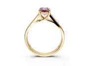 Solitaire Engagement Ring Setting for Fancy Pink Emerald Cut Center with Cathedral Channel Band and Prong Head in Yellow Gold