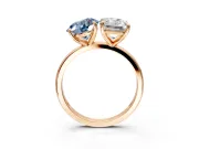Fancy Blue Round Cut and Emerald Cut Lab-Grown Diamond Toi et Moi Engagement Ring with Prong-Set Stones in Rose Gold