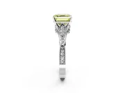 Solitaire Engagement Ring Setting for Fancy Yellow Asscher Cut Center with Marquise and Bezel Accents and Prong Head in Platinum