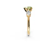 3 Stone Engagement Ring Setting for Fancy Yellow Heart-Shaped Center with Large Pear-Shaped Accents and Prong Head in Yellow Gold