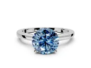 Solitaire Engagement Ring Setting for Fancy Blue Round Cut Center with Basket Rail and Prong Head in Platinum