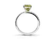 Solitaire Engagement Ring Setting for Fancy Yellow Asscher Cut Center with Micro Pave Band and Prong Head in Platinum