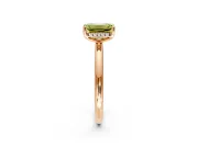 Hidden Halo Engagement Ring Setting for Fancy Yellow Emerald Cut Center with Thin Round-Wire Band and Prong Head in Rose Gold