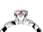Crossover Engagement Ring Setting for Fancy Pink Oval Center with Pave and Plain Strands and Prong Head in Platinum